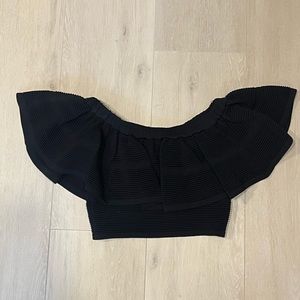 OLIVACEOUS. Black ruffle off-the-shoulder crop top. Only worn once.